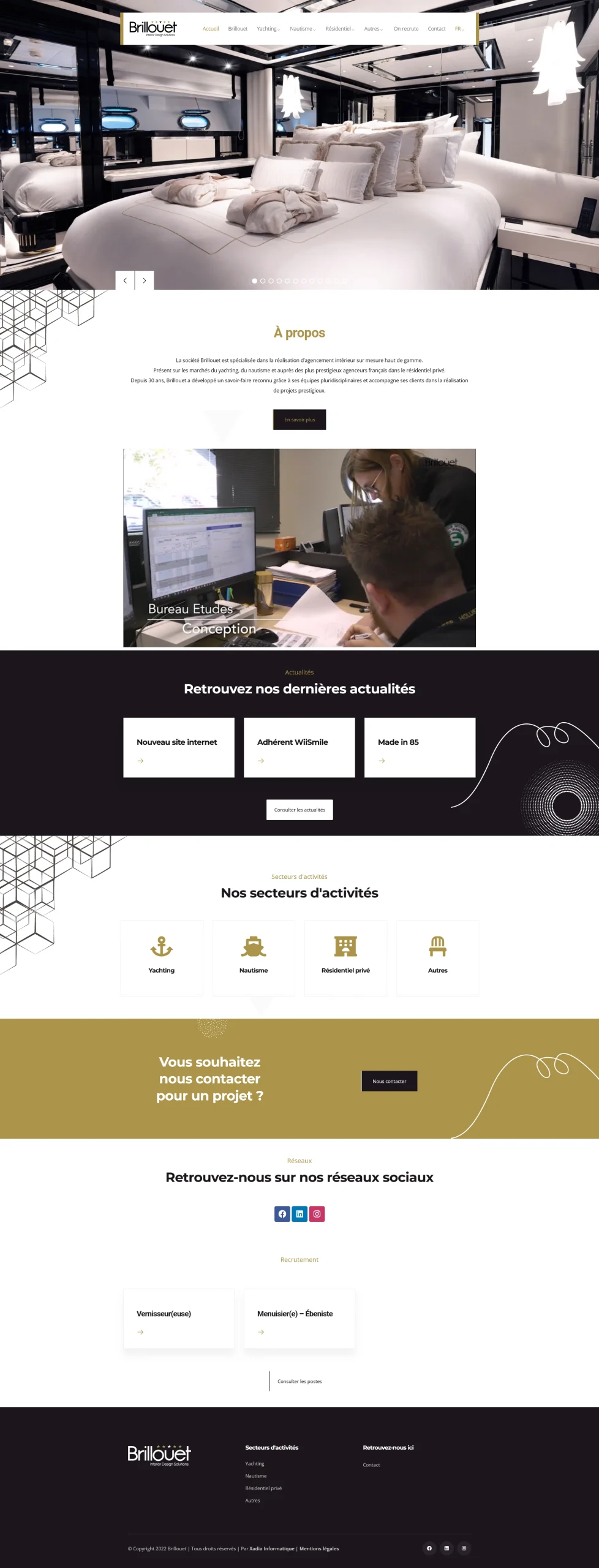 Capture d'écran du site vitrine Brillouet